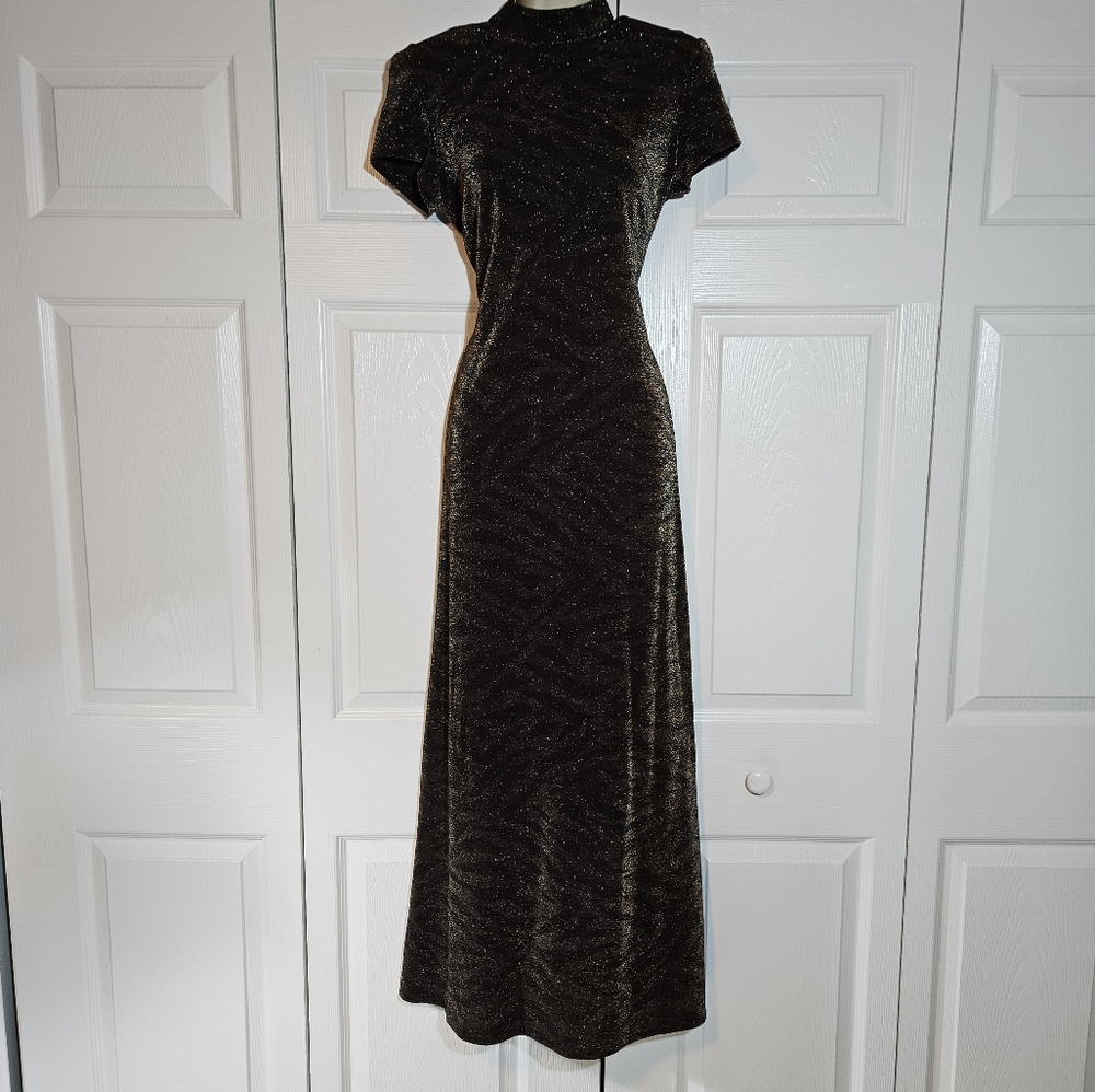 Black  and Brown Sparkle Tiger Print  Gothic Dress